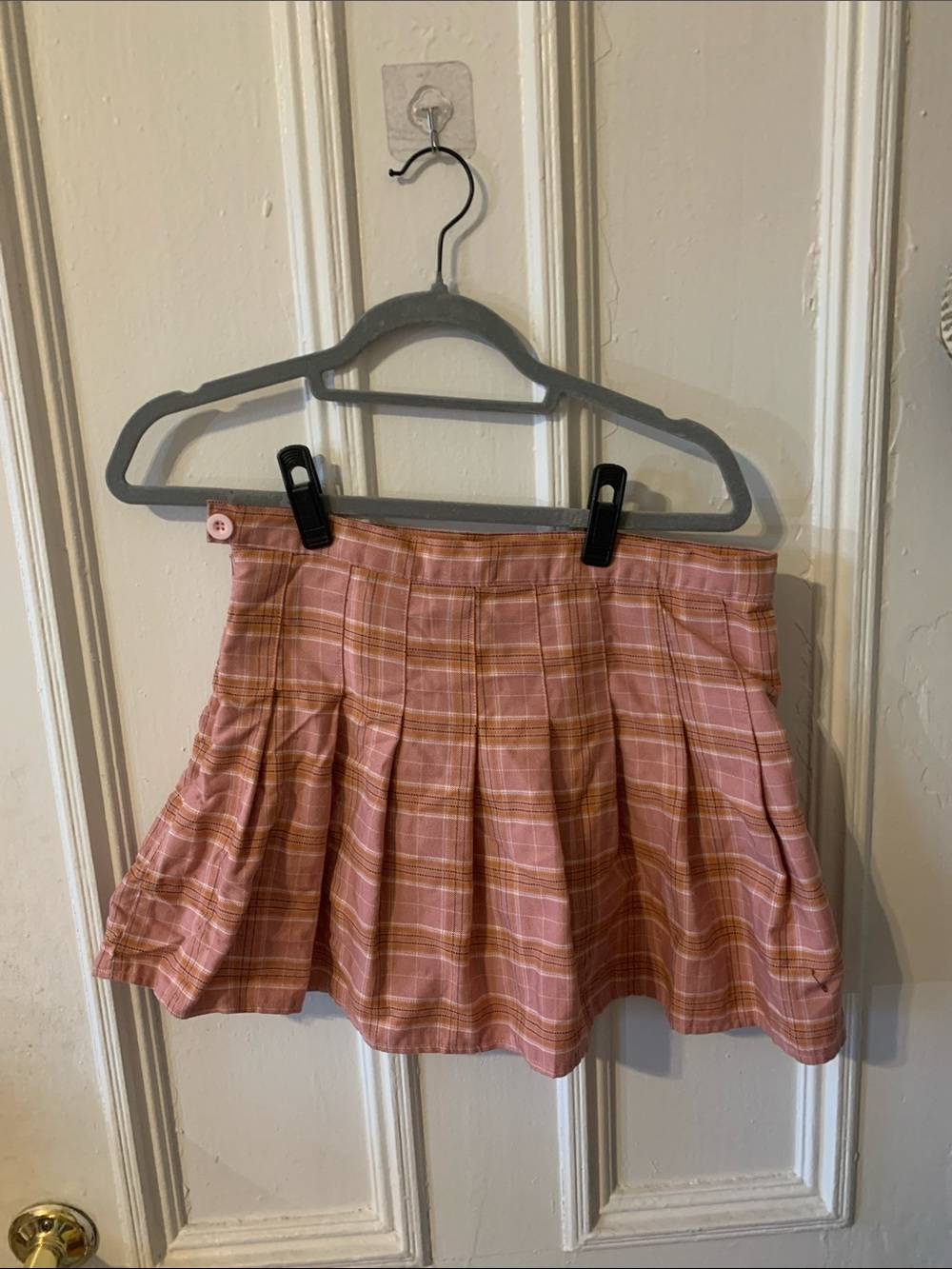 Pink Plaid Pleated Mini Skirt